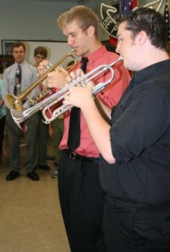 Myself and my friend Joe, playing trumpet