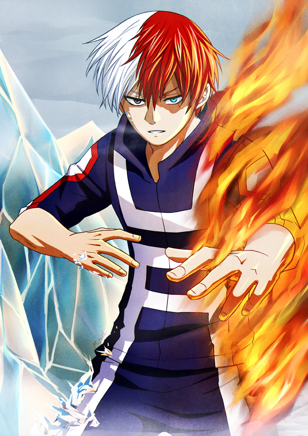 picture of Todoroki Shoto using
              both fire and ice