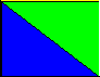 rectangle divided into two triangles, with blue in lower left and green in upper right