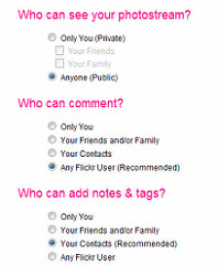 privacy settings for
          flickr