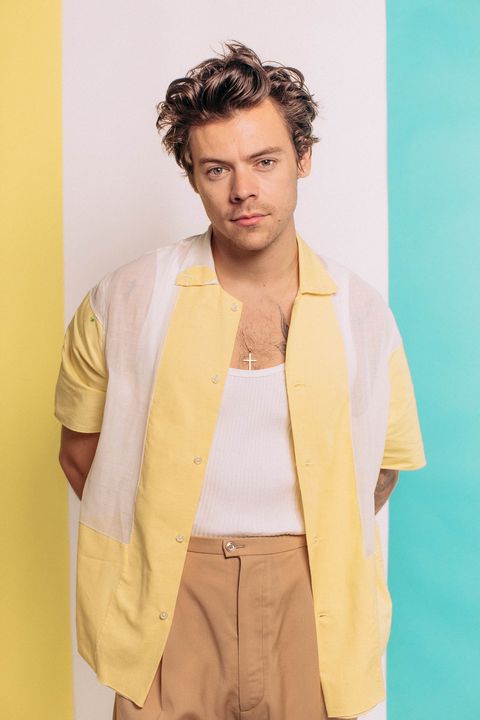 Harry Styles Models a Sustainable Yellow Shirt & Mismatched