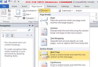 change orientation of one page in word mac 2011