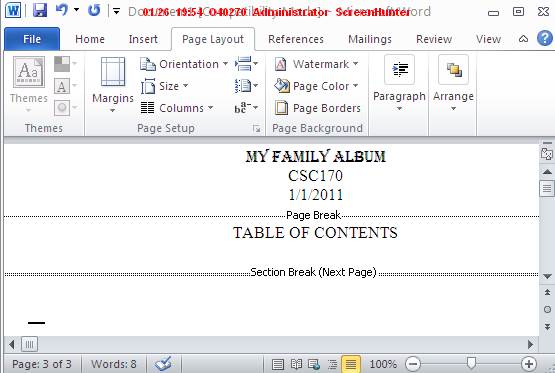 can you see the table of contents while working in document? word for mac 2011